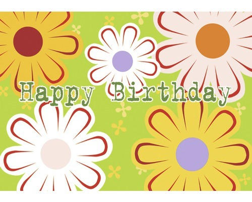 Mini-Grußkarte Happy Birthday Blumen 7,7x5,5 cm