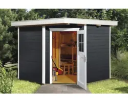 Blockbohlen-Eckhaus weka 229 mit Fußboden 239 x 235 cm anthrazit