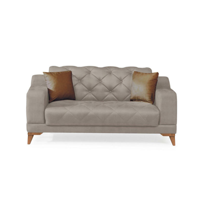 Zweisitzer-Sofa in Webstoff Sandfarben