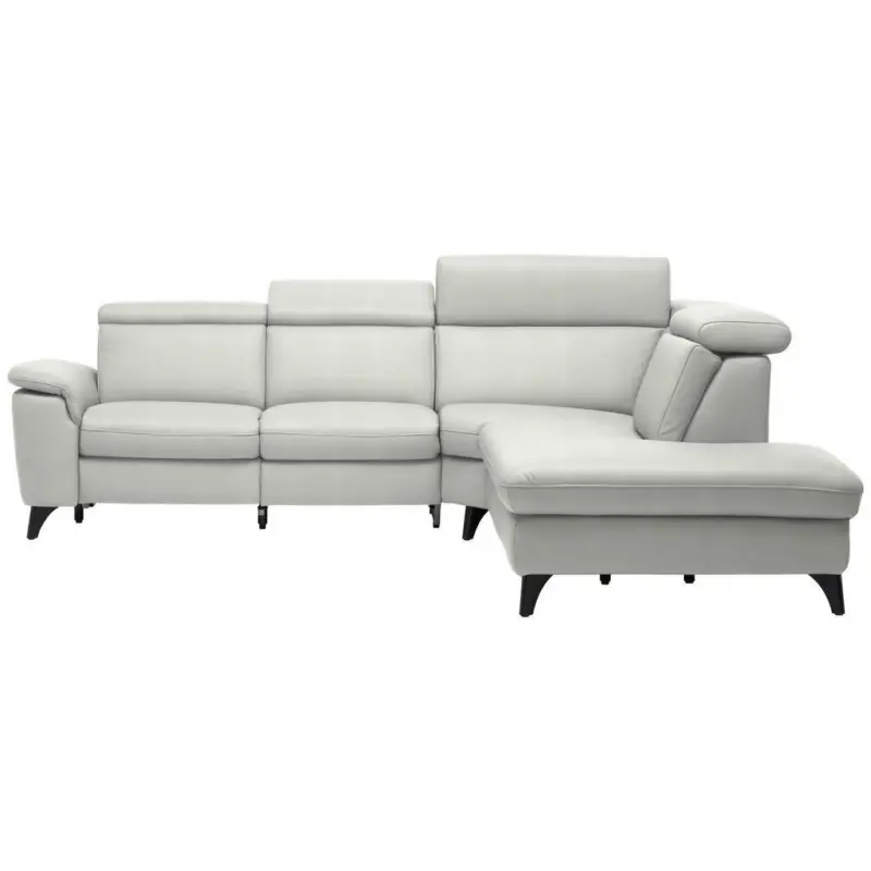 Ecksofa in Echtleder Hellgrau