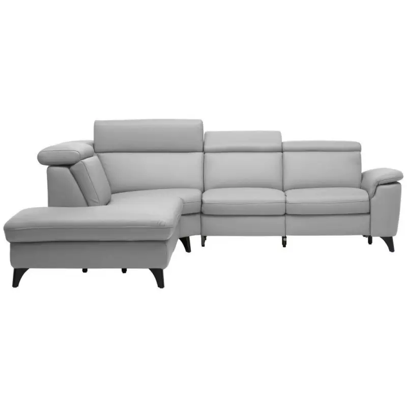 Ecksofa in Echtleder Grau