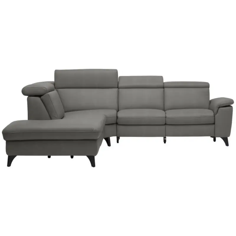 Ecksofa in Echtleder Dunkelgrau
