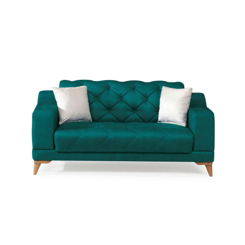 Zweisitzer-Sofa in Webstoff Grün