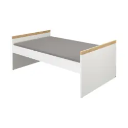 Bett 90/200 cm in Weiß, Silbereichenfarben