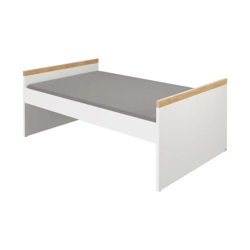 Bett 90/200 cm in Weiß, Silbereichenfarben
