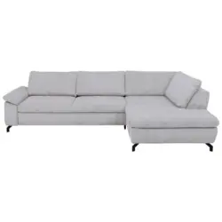 Ecksofa in Kord, Velours Grau