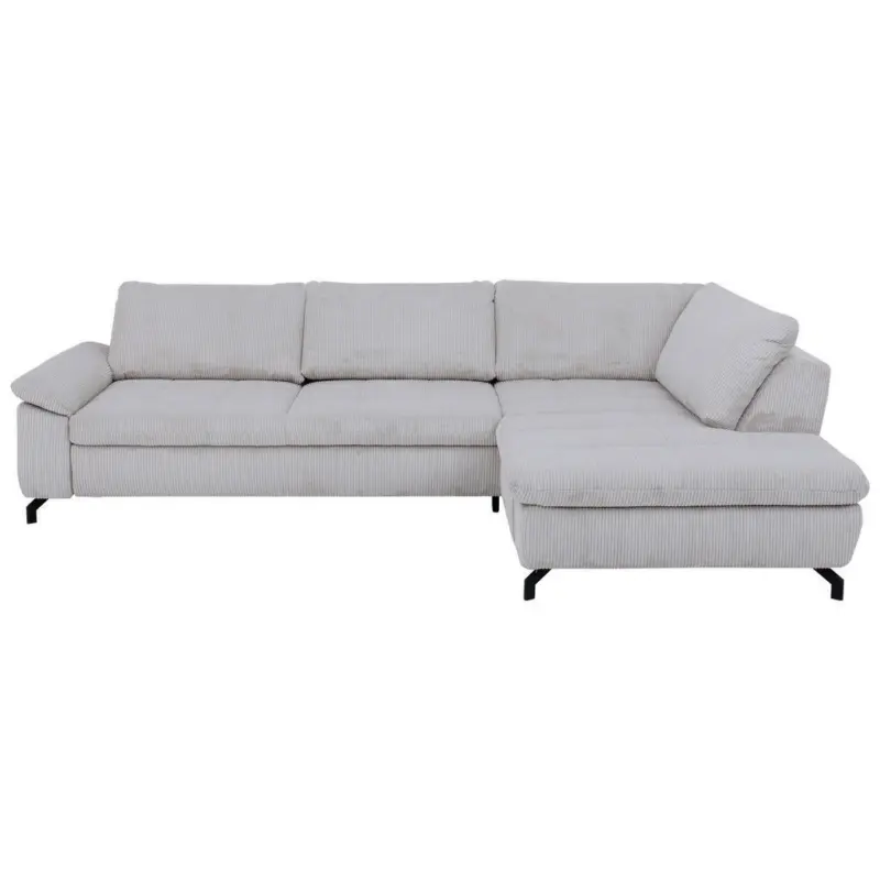 Ecksofa in Kord, Velours Grau