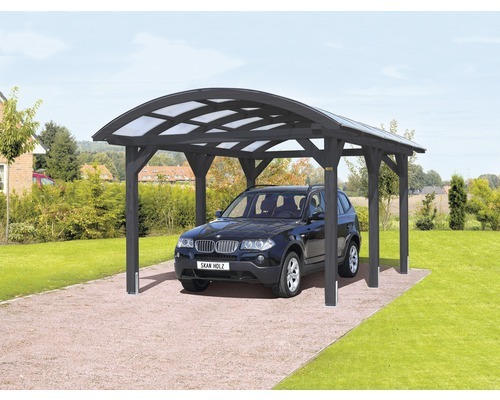 Einzelcarport SKAN HOLZ Bogendach 376x541 cm schiefergrau