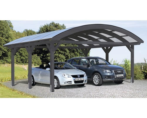 Doppelcarport SKAN HOLZ Bogendach 635x541 cm schiefergrau