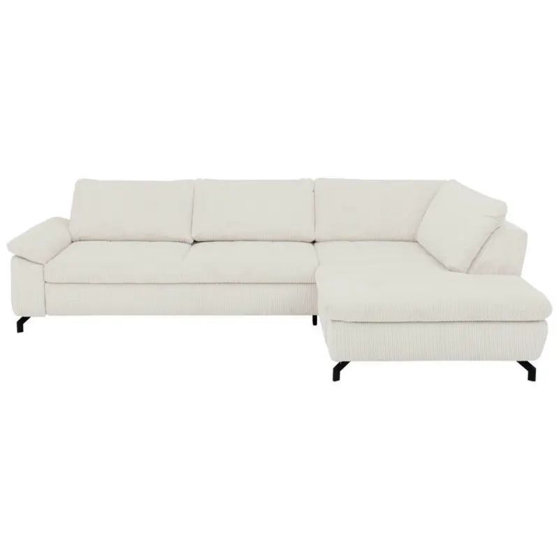 Ecksofa in Kord, Velours Beige
