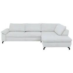 Ecksofa in Kord, Velours Hellgrau