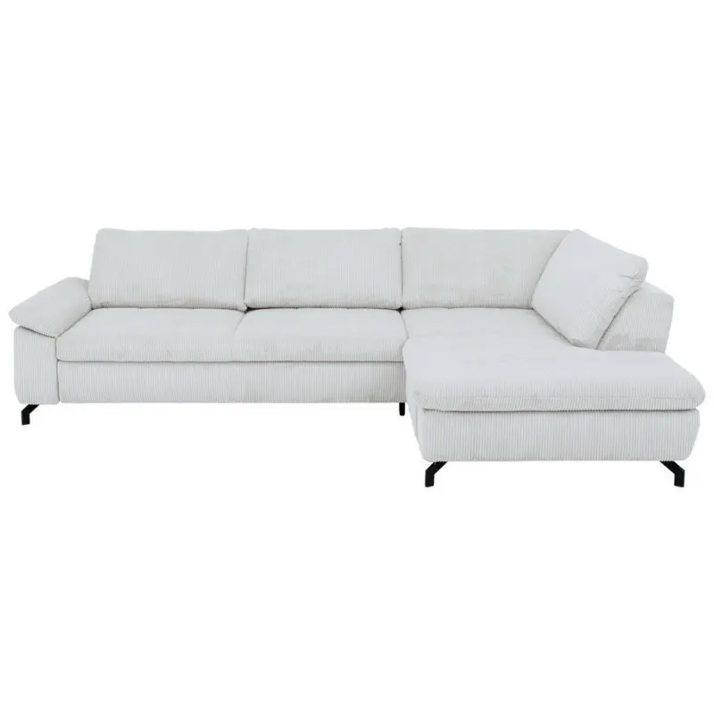 Ecksofa in Kord, Velours Hellgrau