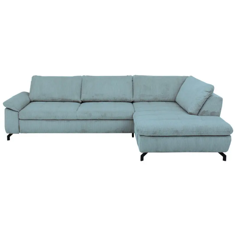 Ecksofa in Kord, Velours Hellblau