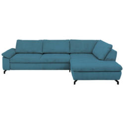 Ecksofa in Kord, Velours Petrol