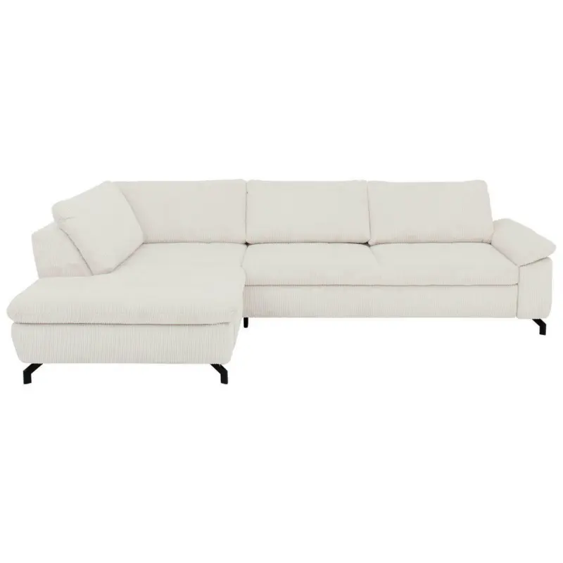 Ecksofa in Kord, Velours Beige
