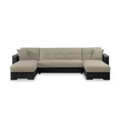 Wohnlandschaft in Webstoff Beige