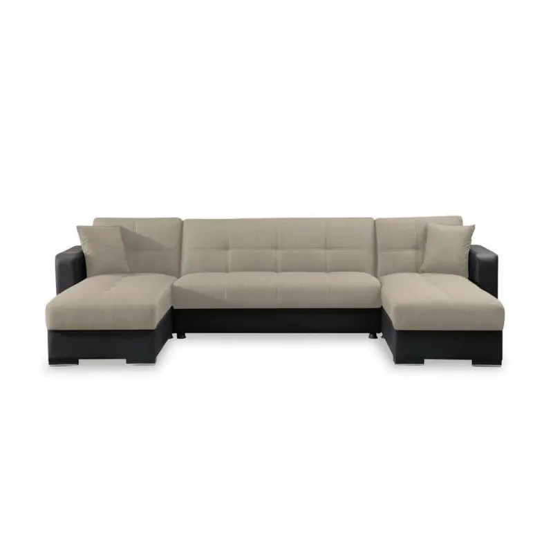 Wohnlandschaft in Webstoff Beige