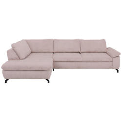 Ecksofa in Kord, Velours Altrosa