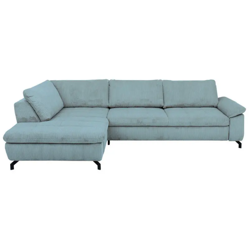 Ecksofa in Kord, Velours Hellblau