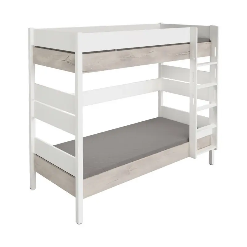 Etagenbett 90/200 cm Weiß, Silbereichenfarben