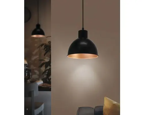 Pendelleuchte Truro 1 rund schwarz/kupfer