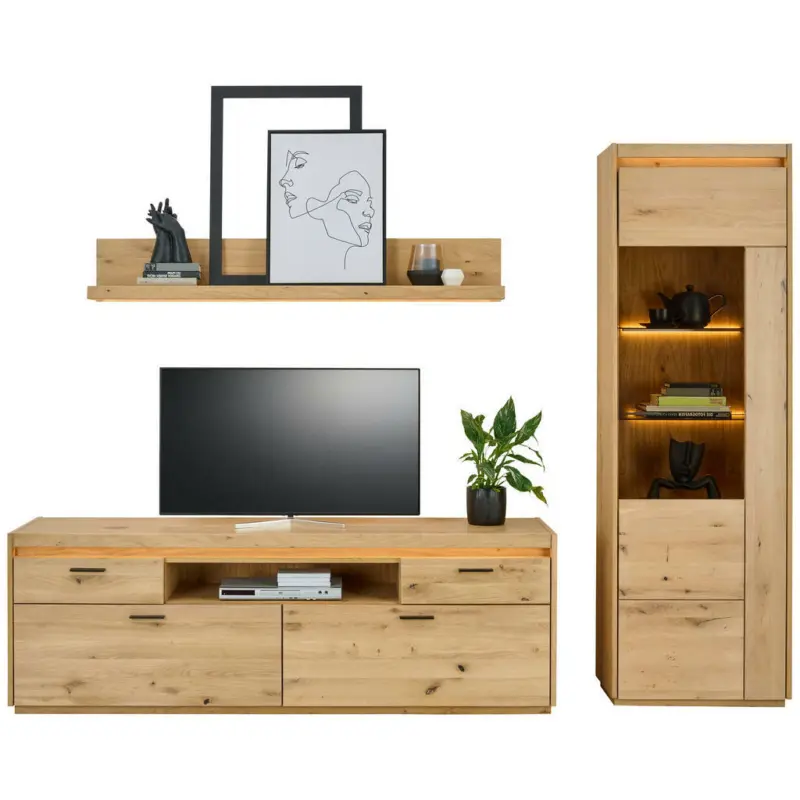 Wohnwand 267/201,9/49,8 cm in Eichefarben