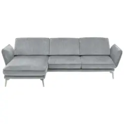 Ecksofa in Velours Hellgrau