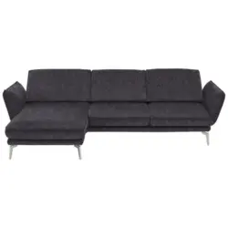 Ecksofa in Velours Anthrazit