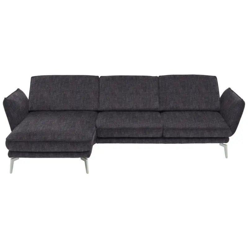 Ecksofa in Velours Anthrazit