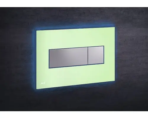 Betätigungsplatte Alca Komfort mit blauer Beleuchtung 2-Mengentechnik grün/chrom