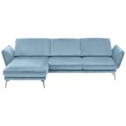 Ecksofa in Velours Hellblau