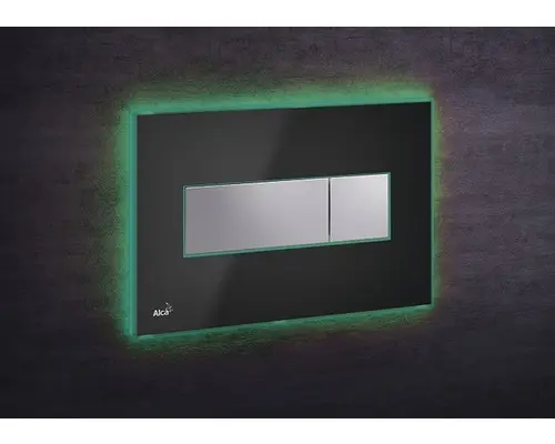 Betätigungsplatte Alca Komfort M1474-AEZ112 mit grüner Beleuchtung 2-Mengentechnik schwarz/chrom