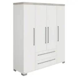 Drehtürenschrank in Weiß, Silbereichenfarben