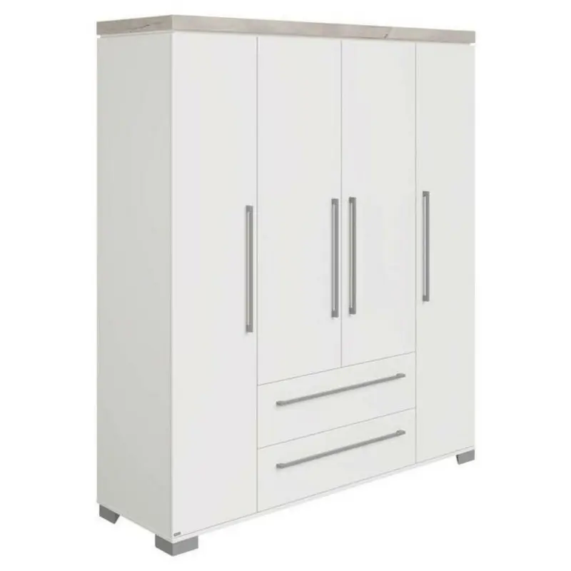 Drehtürenschrank in Weiß, Silbereichenfarben