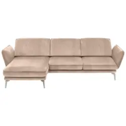 Ecksofa in Velours Hellbraun