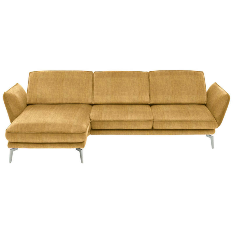 Ecksofa in Velours Currygelb