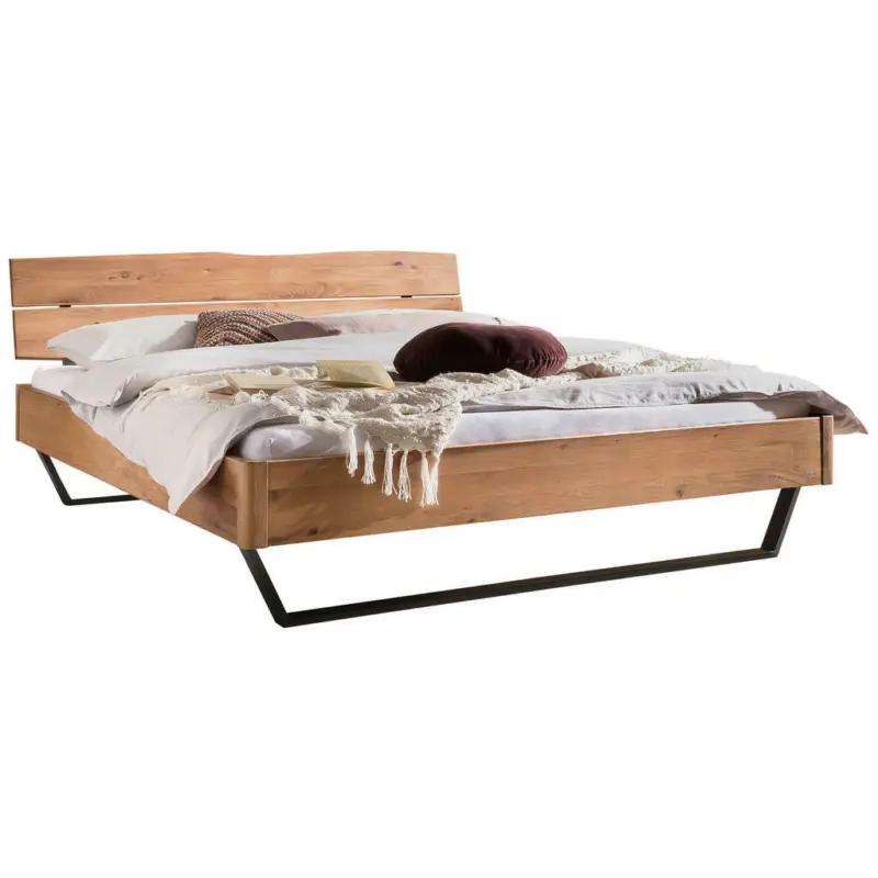 Bett 140/200 cm in Anthrazit, Wildeiche