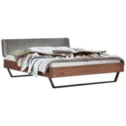 Bett 140/200 cm in Anthrazit, Nussbaumfarben, Dunkelgrau