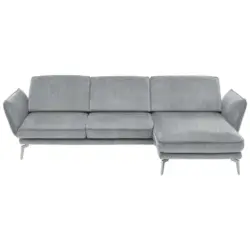 Ecksofa in Velours Hellgrau