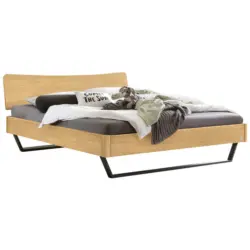 Bett 140/200 cm in Anthrazit, Eichefarben