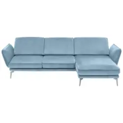 Ecksofa in Velours Hellblau