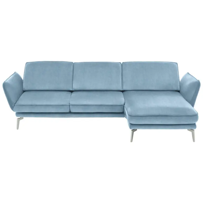 Ecksofa in Velours Hellblau
