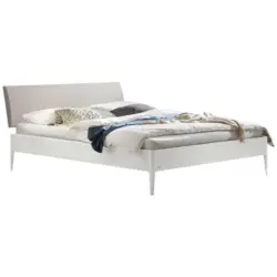 Bett 140/200 cm in Weiß, Hellgrau