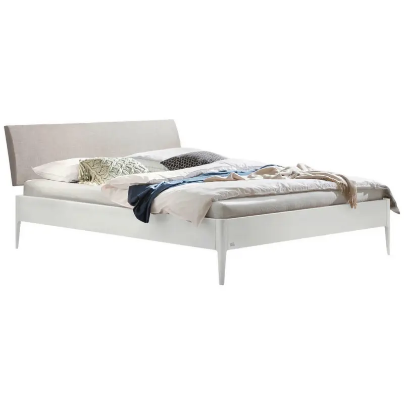 Bett 140/200 cm in Weiß, Hellgrau