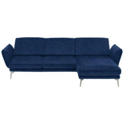 Ecksofa in Velours Dunkelblau