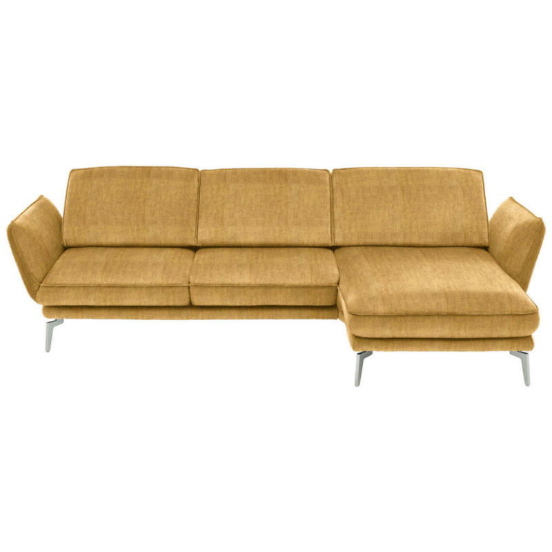 Ecksofa in Velours Currygelb