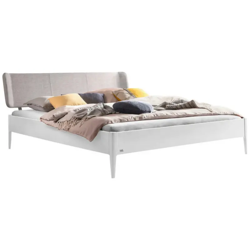 Bett 140/200 cm in Weiß, Hellgrau