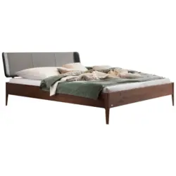 Bett 140/200 cm in Nussbaumfarben, Dunkelgrau