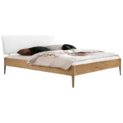 Bett 140/200 cm in Weiß, Wildeiche