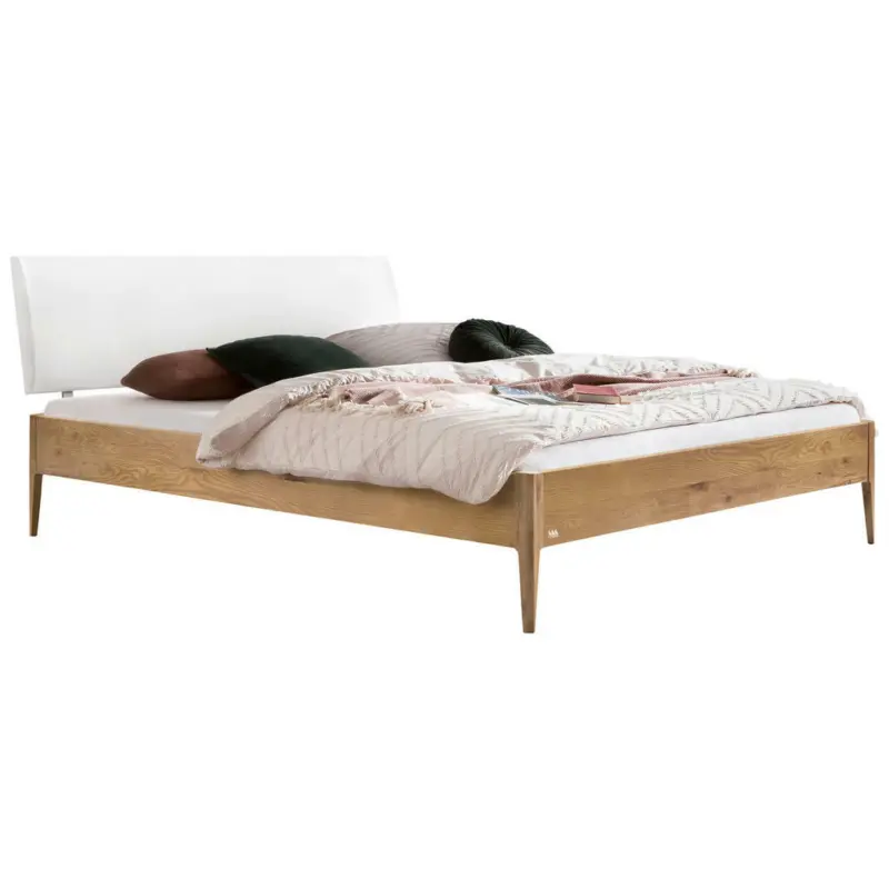 Bett 140/200 cm in Weiß, Wildeiche